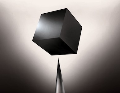 A sinister black box hovering over a spike